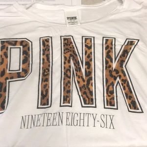 Pink Leopard print logo tee